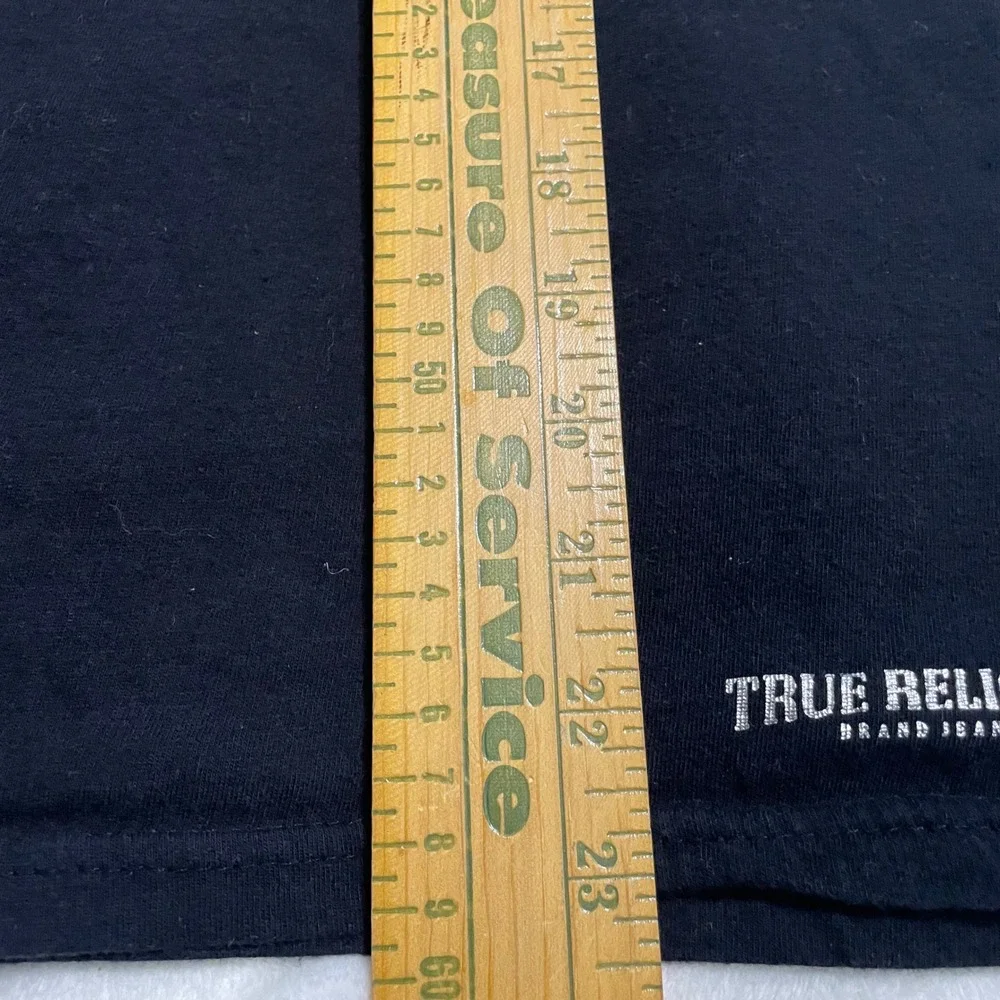 True Religion T-Shirt Mens Medium Black Silver Horseshoe Logo Short Sleeve Tee